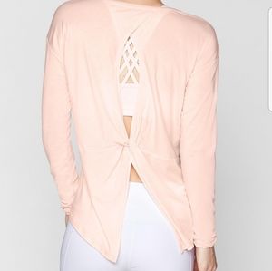 Athleta pink Essence twist back athletic top S